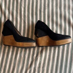 All Saints Kalman Cut Out Wedges, Suede/Wood Size 41